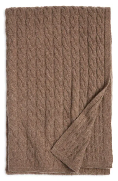 Nordstrom Cable Cashmere Throw Blanket In Brown Walnut Heather
