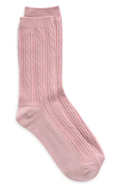 Nordstrom Cable Crew Socks In Pink Puff
