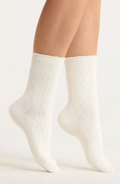Nordstrom Cable Crew Socks In White