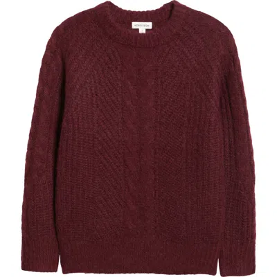 Nordstrom Cable Crewneck Alpaca Blend Sweater In Burgundy
