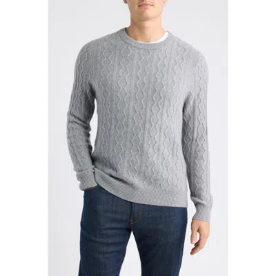 Nordstrom Cable Knit Cashmere Crewneck Sweater In Gray