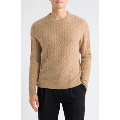 Nordstrom Cable Knit Cashmere Crewneck Sweater In Neutral