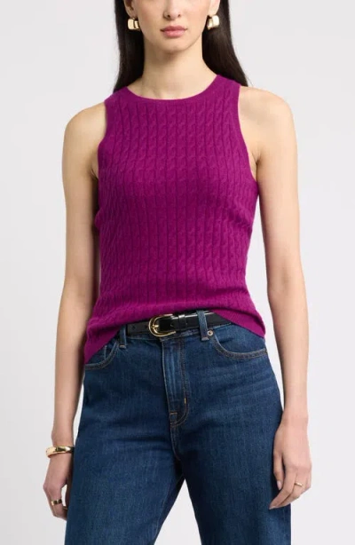 Nordstrom Cable Knit Cashmere Sweater Tank In Pink