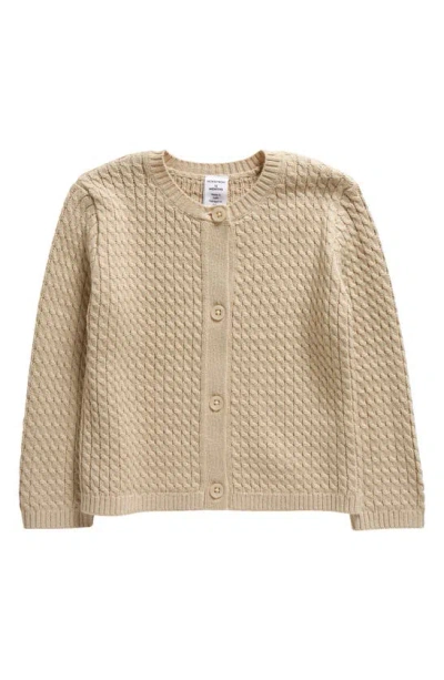 Nordstrom Babies' Cable Knit Cotton Blend Cardigan In Beige Oyster
