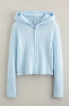 Nordstrom Kids'  Cable Knit Zip Front Hoodie In Blue