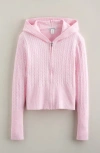 Nordstrom Cable Knit Zip Front Hoodie In Pink