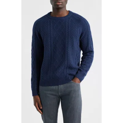 Nordstrom Cable Stitch Luxe Cashmere Sweater In Blue