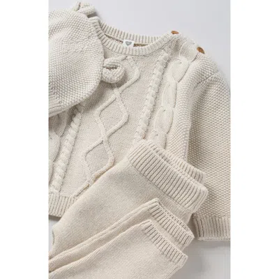 Nordstrom Babies'  Cable Sweater, Pants & Hat 3-piece Set In Brown