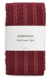 Nordstrom Cable Sweater Tights In Burgundy
