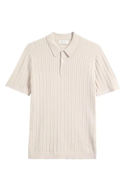Nordstrom Cabled Wool Polo Sweater In Gold