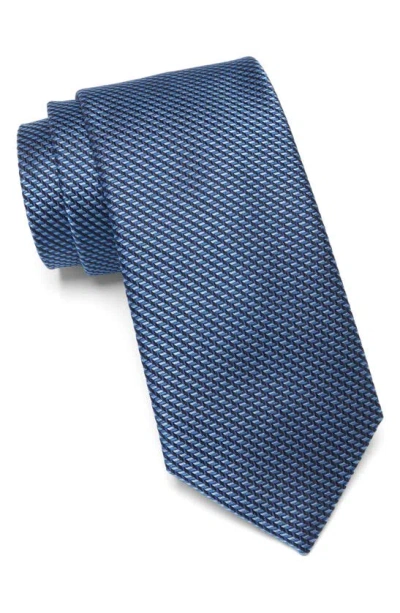 Nordstrom Caldwell Mini Geometric Pattern Silk Tie In Blue