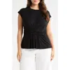 Nordstrom Cap Sleeve Drape Front Top In Black