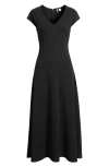 Nordstrom Cap Sleeve Fit & Flare Dress In Black