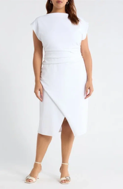 Nordstrom Cap Sleeve Ruched Dress In White