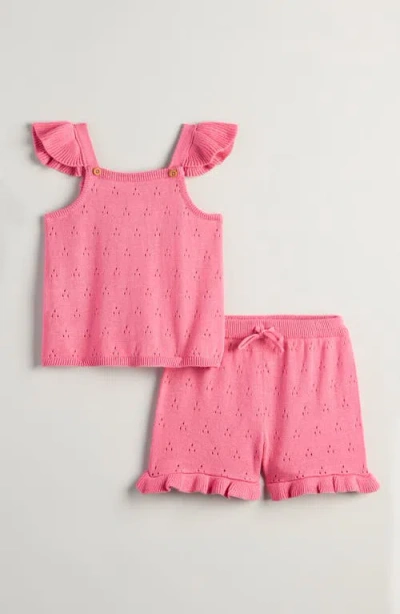 Nordstrom Babies'  Cap Sleeve Sweater & Shorts Set In Pink