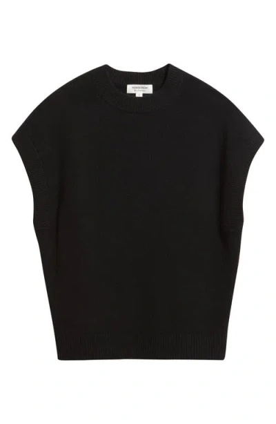 Nordstrom Cap Sleeve Wool & Cashmere Sweater In Black