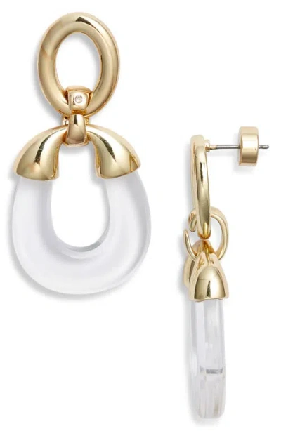 Nordstrom Capped Frontal Hoop Drop Earrings In White
