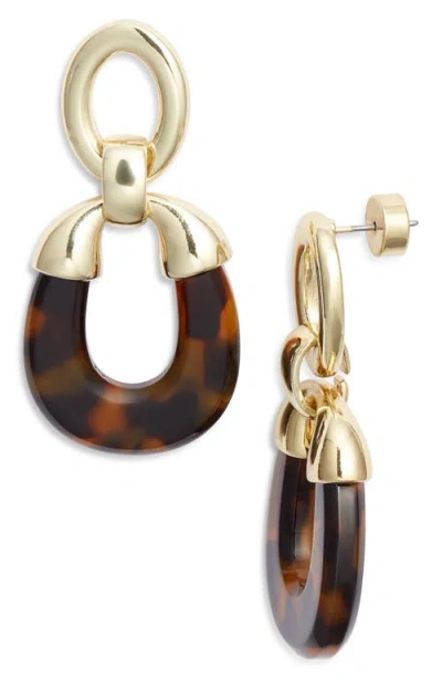 Nordstrom Capped Frontal Hoop Drop Earrings In Brown