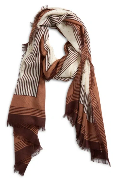 Nordstrom Cashmere & Silk Eyelash Fringe Scarf In Brown