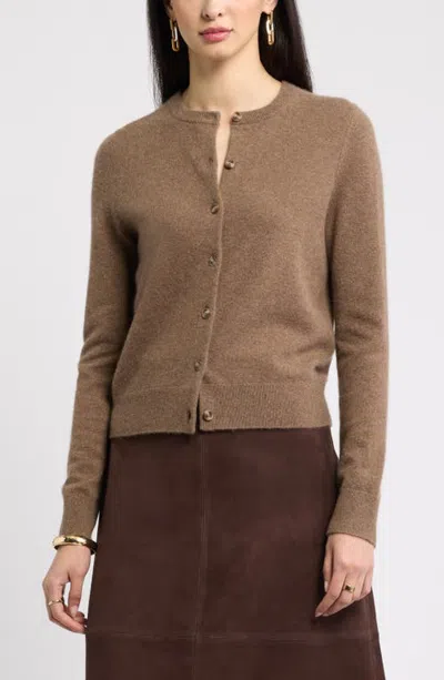 Nordstrom Cashmere Crewneck Cardigan In Brown
