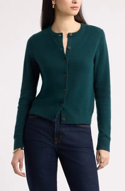 Nordstrom Cashmere Crewneck Cardigan In Green