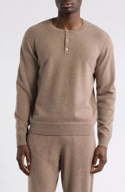 Nordstrom Cashmere Henley Sweater In Brown