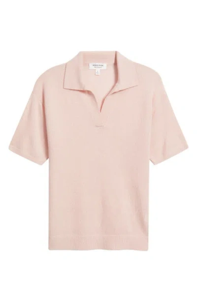 Nordstrom Cashmere Johnny Collar Short Sleeve Sweater In Gray