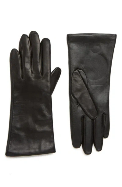 Nordstrom Cashmere Lined Leather Touchscreen Gloves In Black