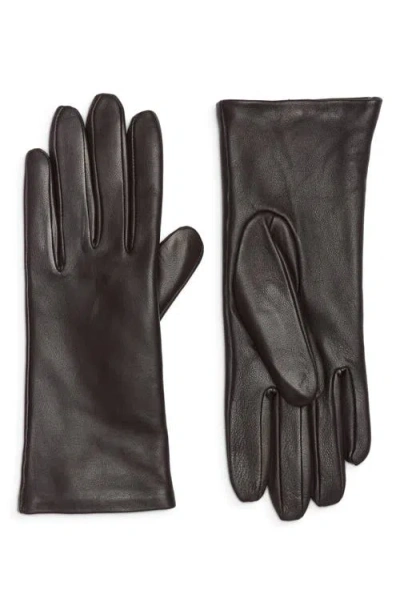 Nordstrom Cashmere Lined Leather Touchscreen Gloves In Rich Coffee