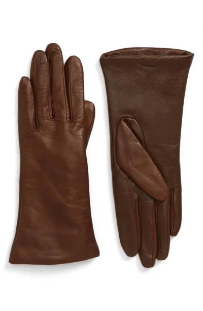 Nordstrom Cashmere Lined Leather Touchscreen Gloves In Saddle