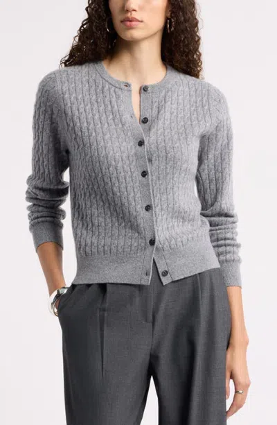 Nordstrom Cashmere Mini Cable Cardigan In Gray