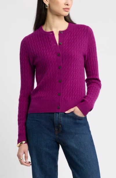 Nordstrom Cashmere Mini Cable Cardigan In Purple Bell