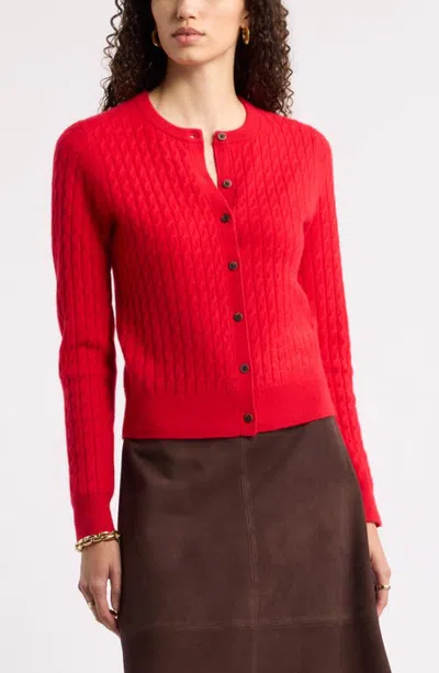 Nordstrom Cashmere Mini Cable Cardigan In Red
