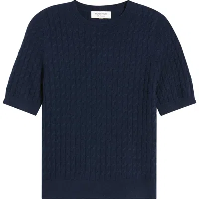 Nordstrom Cashmere Mini Cable Sweater Tee In Blue