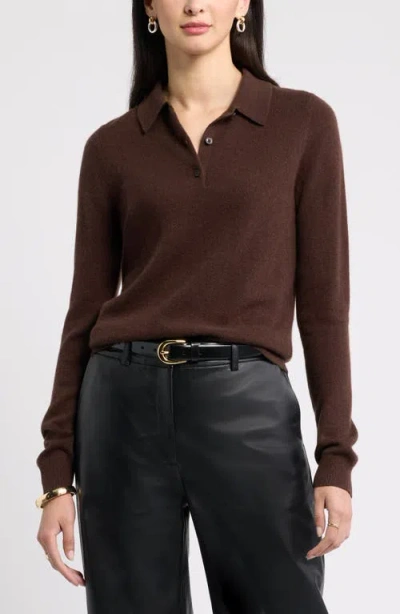 Nordstrom Cashmere Polo Sweater In Brown