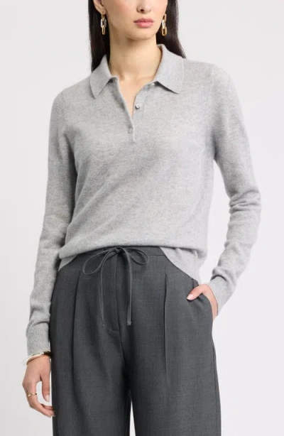 Nordstrom Cashmere Polo Sweater In Gray