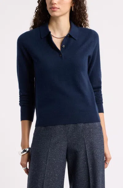 Nordstrom Cashmere Polo Sweater In Blue