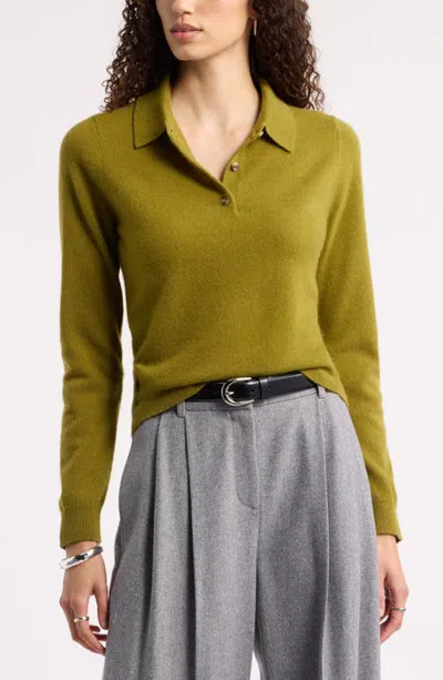 Nordstrom Cashmere Polo Sweater In Green