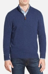 Nordstrom Cashmere Quarter Zip Pullover Sweater In Blue Estate Heather
