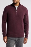 Nordstrom Cashmere Quarter Zip Pullover Sweater In Burgundy Field Heather