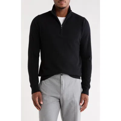 Nordstrom Cashmere Quarter Zip Sweater In Black