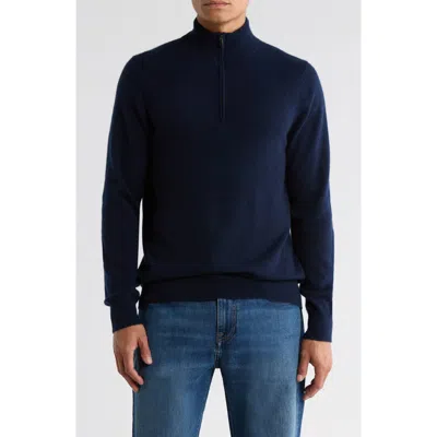 Nordstrom Cashmere Quarter Zip Sweater In Blue