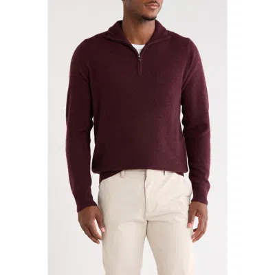 Nordstrom Cashmere Quarter Zip Sweater In Burgundy Royale Heather