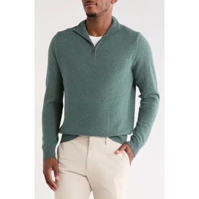 Nordstrom Cashmere Quarter Zip Sweater In Green Wreath Heather