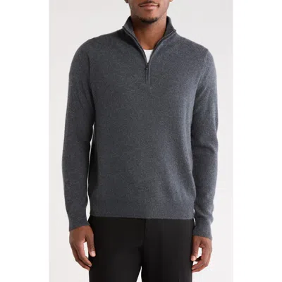 Nordstrom Cashmere Quarter Zip Sweater In Grey Dark Charcoal Heather