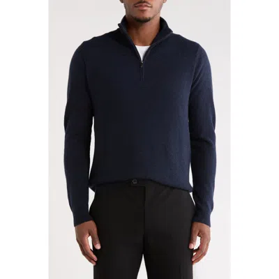 Nordstrom Cashmere Quarter Zip Sweater In Navy Night Marl