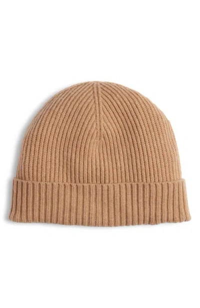 Nordstrom Cashmere Rib Cuff Beanie In Beige Bliss