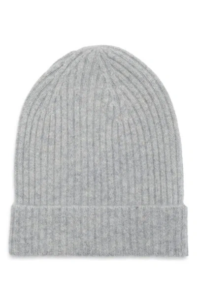 Nordstrom Cashmere Rib Cuff Beanie In Grey Silk Heather