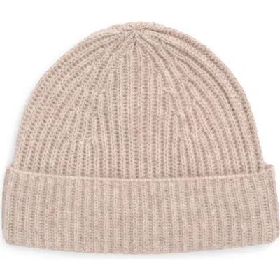Nordstrom Cashmere Rib Knit Beanie In Beige Hummus Heather