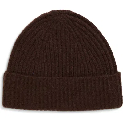 Nordstrom Cashmere Rib Knit Beanie In Brown Coffee